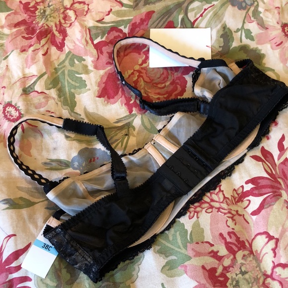 FELINA Size 38C HARLOW Lace Underwire Sexy Romantic Pretty Black & Nude $69 NEW - Picture 9 of 15